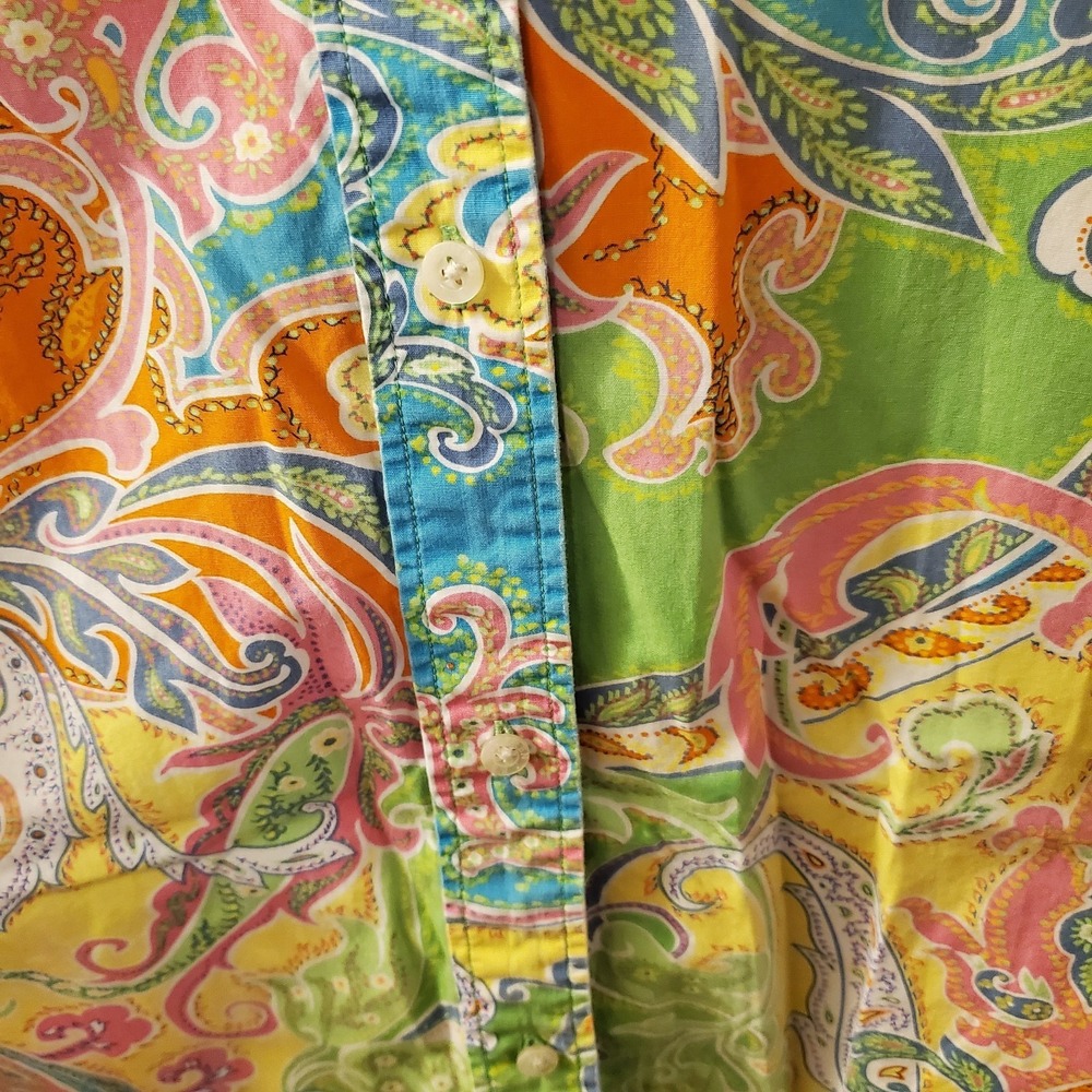 Lauren Ralph Lauren Shirt Women Plus 3X colorful Paisley long Slv Artsy Blouse - Picture 4 of 11